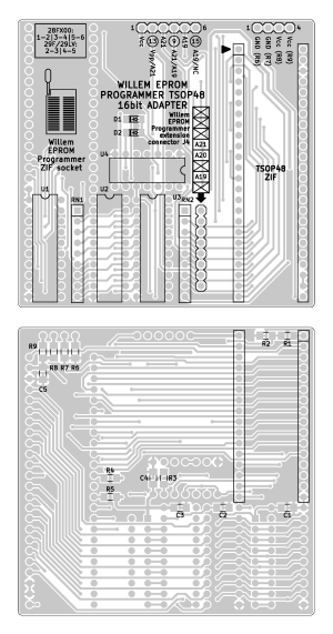 Willeprog 28FXXX 29FXXX/29LVXXX TSOP48 16 bit Adapter - Layout