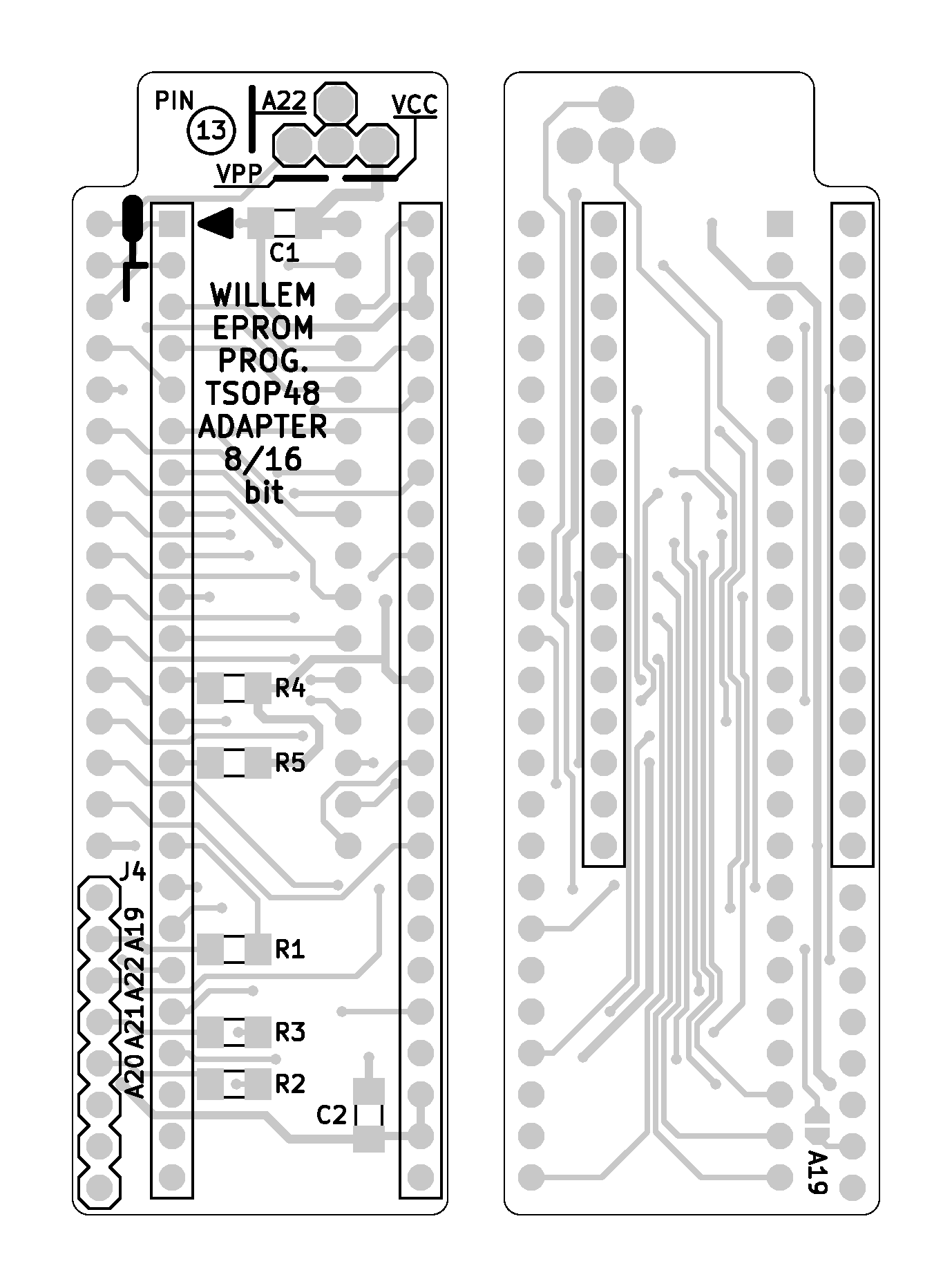 Willeprog TSOP48 8/16 bit Adapter - Layout